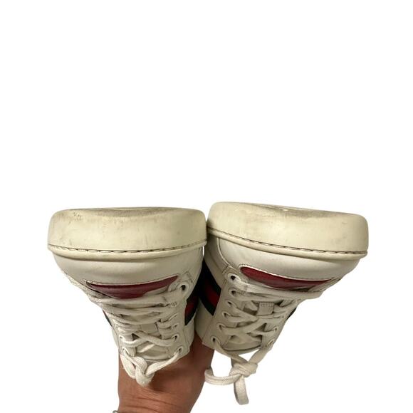 Gucci Ace Web Heart Leather Sneakers White Red Green Size 37.5 / US 7.5 - Picture 11 of 14